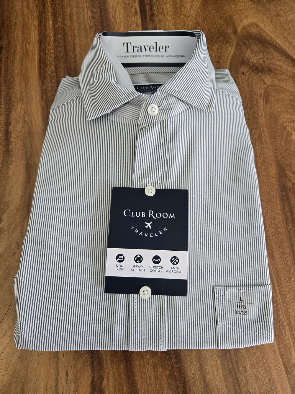 Club Room Men's Pinstripe Dress Shirt - White & Black
